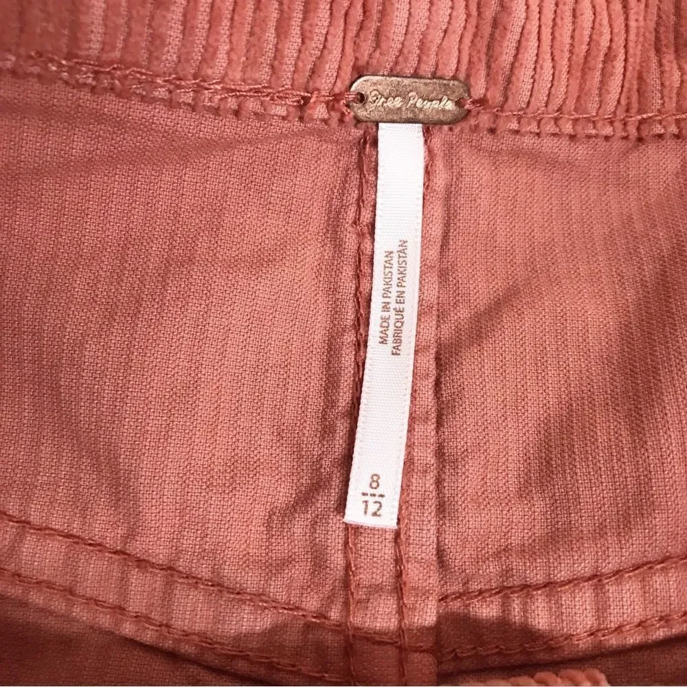 FREE PEOPLE Ray Button Front Corduroy‎ Mini Skirt Rust Pink Fall Size 8 New